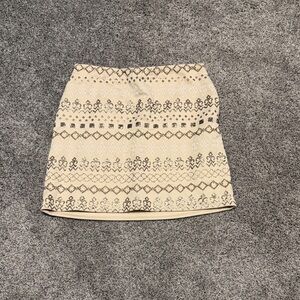 Alya Cream and Brown Patterned Mini Skirt